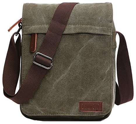 Outreo Herren Umhängetasche, Retro, Umhängetasche, Vintage, Aktentasche, aus Segeltuch, Einkaufstasche, für Schule, Laptop, Freizeit, Börse, Handtasche, grün, L, Retro, Vintage
