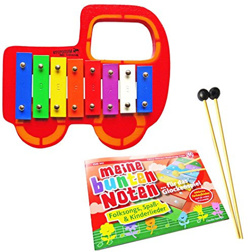 keepdrum Kinder Glockenspiel Auto + Meine bunten Noten - einfach Lernen mit Farben