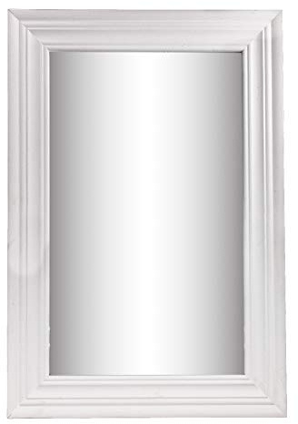 DRULINE Wandspiegel Badspiegel 56x38/38x56cm Spiegelrahmen Spiegel Stabiler Rückwand Rahmenleiste Dekospiegel aus Hoiz Dekoration für Badezimmer, Schlafzimmer,Flur, Wohnzimmer Weiß