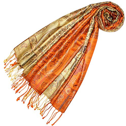 Lorenzo Cana Pashmina Damenschal Schaltuch jacquard gewebt 100% Seide 70 cm x 190 cm Paisleymuster Seidenschal Seidentuch Seidenpashmina 78516