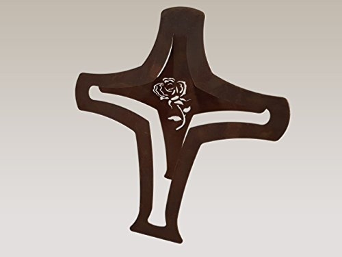 Kreuz mit Rose - Doppelt als Aufsteller Größe M / 34cm - Wunderschöner Deko-Artikel zu verwenden als Grabschmuck - Allerheiligen Deko-Artikel von Manufakt-Design
