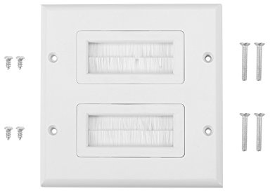 Placa de Pared con Cepillos Pasacables Pared, Cepillo Placa Frontal, Cable de Entrada de Salida de Cepillo, Placa de Plástico Antipolvo para Cables de Altavoces, Elefonía(12.5X 11.5cm)