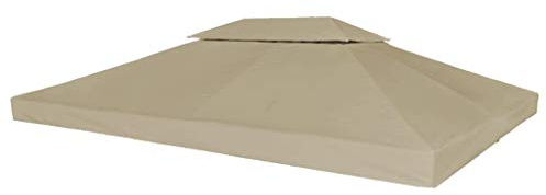 yorten 2-Stufiges Pavillondach Ersatzdach Pavillon Dach mit PVC-Beschichtung Wasserdicht 310 g/m² 4 x 3 m (L x B) Taupe für Pavillon Gartenzelt
