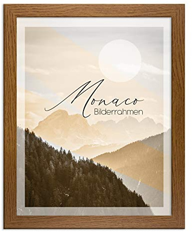 BIRAPA Monaco Bilderrahmen Holz 21x29,7 cm (DIN A4) Eiche Rustikal - Wechselrahmen Bilderrahmen Plexiglas - für Fotos, Bilder & Poster
