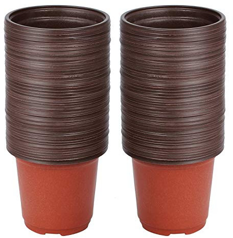 Pot de Fleur Petit, NETUME 100PCS Plastique Réutilisables Pot semis/Godets Semis,Ronds Pots Plantes/Pot de Repiquage/Pot de Culture pour la Plantation Intérieure et Extérieure,10cm