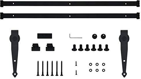 Tidyard Kit Binario per Mini Porta Scorrevole Stalla in Acciaio al Carbonio 183 cm/200 cm/153 cm/122 cm,Kit Binario per Mobili,Kit Binario per Armadio Credenza Consolle Mobile TV ect.