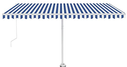 vidaXL Gelenkarmmarkise Einziehbar mit LED Markise Sonnenmarkise Balkonmarkise Sonnenschutz Standmarkise Terrasse Garten 400x350cm Blau Weiß
