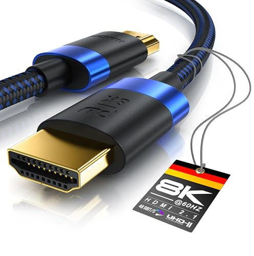 CSL - 8k / 4k HDMI Kabel 2.1/2.0-0,25m - 8K @ 60Hz / 120Hz - 4K @ 240Hz - 48 Gbit/s - 3D - Ultra High Speed mit Ethernet - TV Blu-ray PS5 Xbox Series X Switch - schwarz - 0,25 Meter