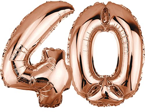 DekoRex Folienballon Rosegold 40cm Geburtstag Jubiläum Hochzeit Deko (Zahl 40)