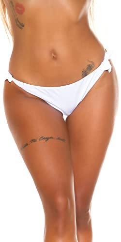 Koucla Beachwear Bikini Slip Bikinihose Badehose Brazilian Style (Weiß, 36)