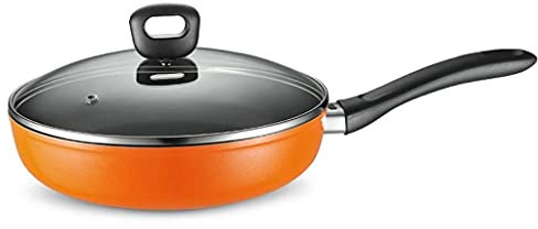 Sartén para cocinar Wok, sartén Antiadherente de cerámica y Cobre: ​​sartén Antiadherente con Tapa de Vidrio, sartén para Estufas de Gas, eléctricas y de inducción