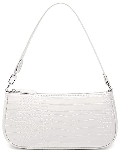 Right 20 Women's Handbag Small Shoulder Bag White Women's PU Leather Shoulder Bag Woman Vintage Shoulder Mini Handbag Clutch Purse Messenger Bag, White, Retro