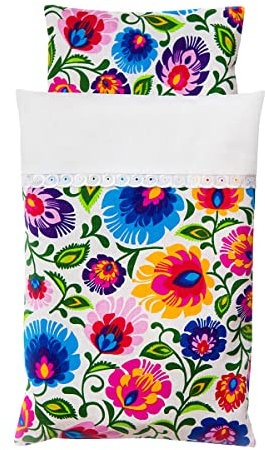 TukuTuk Puppenbettwäsche - Bezug 100% Baumwolle - Puppenbettwäsche für Puppenbett - Füllung 300 g / m2 Vliesstoff - Handgemacht Puppen Bettwäsche Set - Puppenwagen Zubehör (Flower Dream)