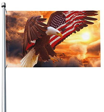 Drapeau de Jardin, Drapeau Aigle Américain Drapeau Drapeaux Drôles 150 x 90 cm avec œillets Festival Carnaval Fête Drapeau en Polyester Résistant à la Décoloration UV