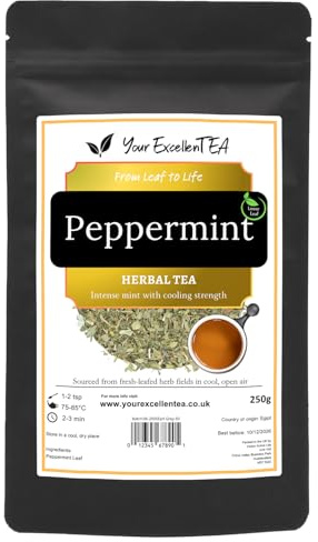 Peppermint Pure Loose Leaf Herbal Tea, Cooling & Refreshing, 100g | Loose mint leaves create a clean caffeine-free infusion, enjoyable hot or iced and ideal after dinner, in a resealable pouch.