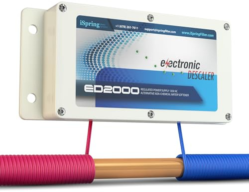 iSpring ED2000 Whole House Water Descaler, Alternative Electronic | Salt-Free Hard Water Conditioner. Reduces Limescale Prevent Deposits Build-up. Different from a Water Softener