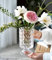 BLOFLO Embossed Glass Vase, 7'' Crystal Glass Vases for Flowers, Pedestal Big Base Glass Bouquet Vase, Hydroponic Glass Transparent Vase for Home Office Wedding Dining Table Party