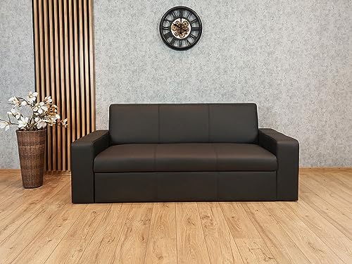 Quattro Meble Schwarz 3 er Echtleder Sofa Antalya I Extra Breite 200 cm Ledersofa Echt Leder Couch große Farbauswahl !!!