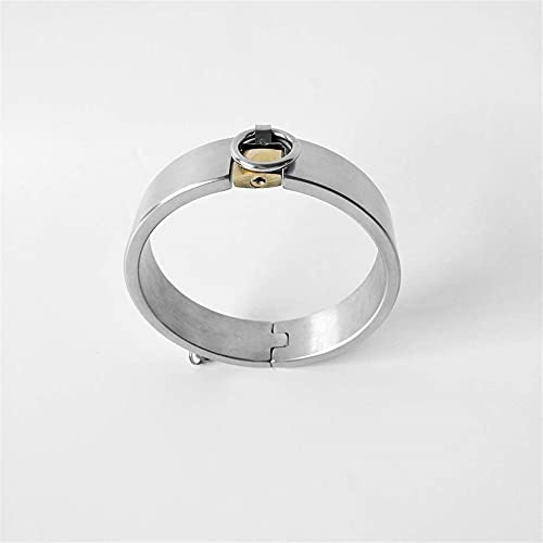 BDSM Edelstahl Slave Collar Halsband mit Messing Lock Neck Bondage Fetisch Sex-Halsbänder Metal Halsreif Zurückhaltung Erotische Sex Spielzeug für Paare Männer Frauen,Male,Silber