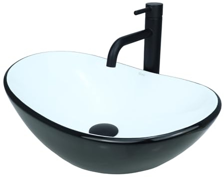 GTM Design Aufsatzwaschbecken Modern Waschbecken ohne Hahnloch - Elegant Aufsatzwaschbecken Oval für Badezimmer und Gäste WC - nur Bad Waschbecken - Modell 12