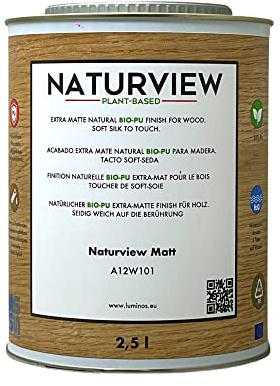 A12W101 NATURVIEW MATT - Water Based BIO-Polyurethane Clear Varnish for Wood. Interior- 3 USQT …