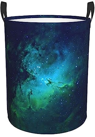 Galaxy Green Laundry Hamper, Large Canvas Fabric Lightweight Storage Basket Toy Organizer Dirty Clothes Collapsible Waterproof For College Dorms, Children Bedroom