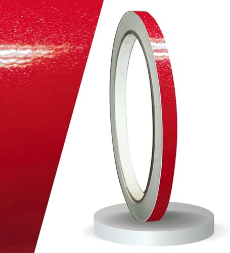 siviwonder Zierstreifen selbstklebend Folie Rot Metallic Glanz glänzend 8 mm x 10 m Rolle Dekorband Auto Motorrad Boot Fahrrad Wohnwagen Helm Pinstripe Klebeband für Konturmarkierung Dekoration Linie