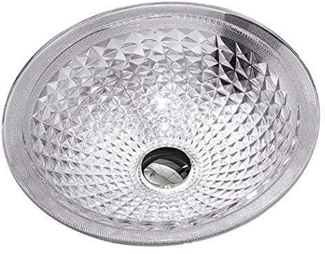 NOALED Glas-Waschbecken, transparent, Badezimmer-Waschbecken mit Pop-up-Ablauf, rundes Waschbecken auf der Arbeitsplatte, Badezimmer-Waschbecken, rundes Badezimmer-Waschbecken, robust