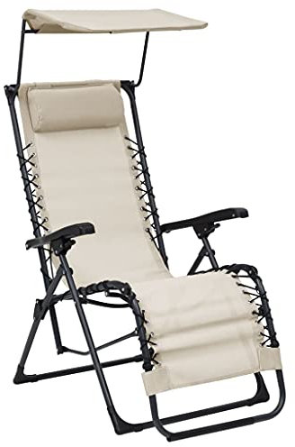 FUDUGEHMIOFWFJJ deckchair,liegestühle,sonnenbank,Klappbarer Liegestuhl Textilene CremeGeeignet für Garten, Pooldeck, Terrasse, Wohnzimmer