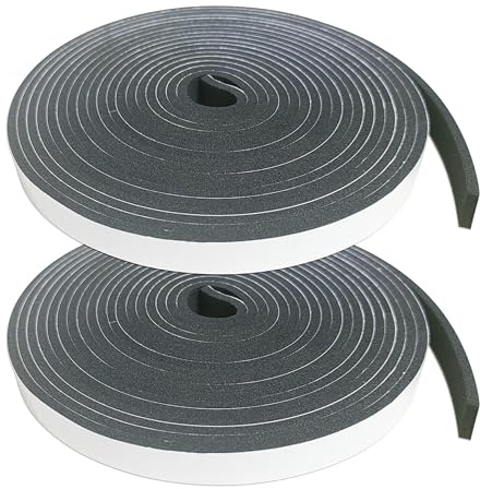 Dichtungsband Selbstklebendes für Türen Fenster, 2Rolls 12mm x 3mm x 5M Schaumstoff Klebeband Schaumstoffstreifen, Türdichtung, Gummi Dichtungsstreifen Schalldämmung Kollision Siegel Staubdicht