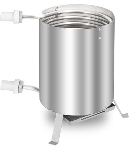 Vigevee Poolheizung mit Feuer und Heizspirale, Poolheizung Feuertonne, 100% rostfreier Edelstahl Schwimmbadheizung Ø 32-38 mm Anschluss, Poolofen Feuertonne mit Feuerfestmatten und Tablett