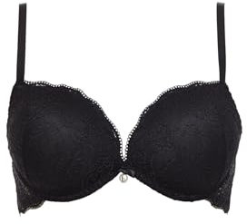 Generico Super Push Up Lace Bra + 2 Taglie Reggiseno in Pizzo (IT, Taglia della Coppa & Taglia della Fascia, B, 1, Nero)