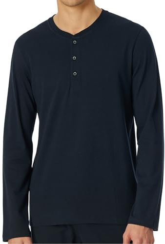 Schiesser Herren Schlafshirt Kurzarm mit Knopfleiste Bio-Baumwolle - Mix + Relax