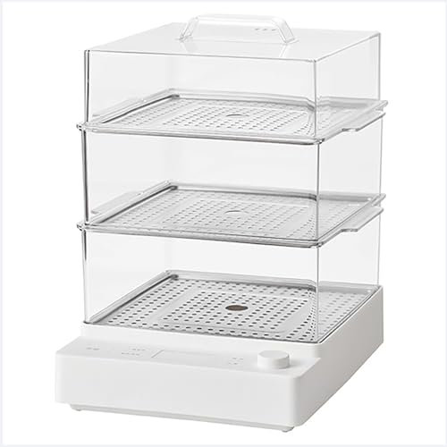 Yiustldd Cuiseur Vapeur électrique à 3 Niveaux empilable, Portable, Multifonctionnel, Grande capacité de 15 L, minuterie de 60 Minutes, Cuisson Rapide à la Vapeur