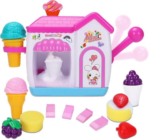 Baby Bath Toys, Ice Cream Foam Maker Machine , Pretend Play Water Toys, Bubble Bath Time Toys for Kids, Sensory Toys for Kids Ages 1-2-3-4 Toddlers Ages 6-12-18 Month
