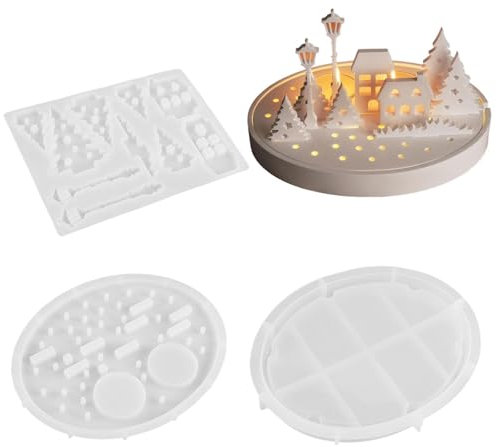 Kerzenhalter-Harzform – Epoxidharz-Gussform | Kerzenhalter-Silikonform | Gips-Epoxidharz und Wachsgussform | Weihnachtsdorf-Harzformen für Heimdekoration