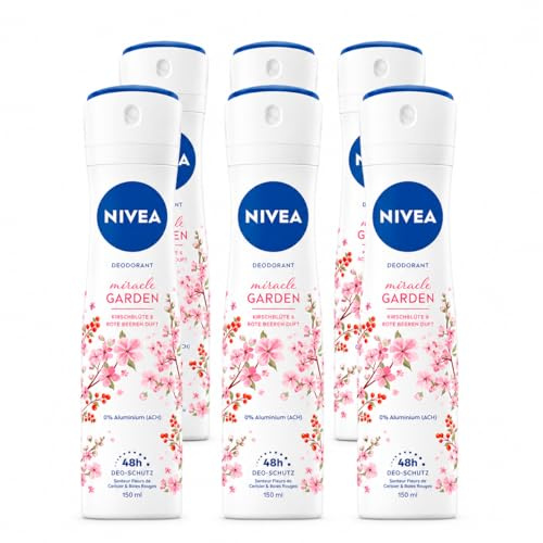 Nivea Miracle Garden Lot de 6 déodorants en spray à la fleur de cerisier 6 x 150 ml