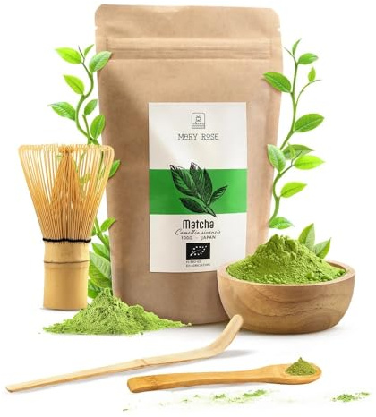 Kit Matcha Bio Mary Rose Coffret Cadeau Cérémonie du Thé Japonais | Coffret cadeau complet de thé matcha bio japonais Mary Rose avec accessoires en bambou