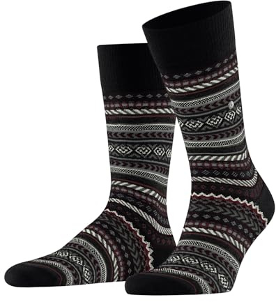 Burlington Fair Isle M So lana estampados 1 par, Calcetines Hombre, Negro Black 3000, 40-46