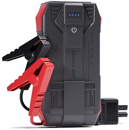 Povasee 4000A UltraSafe Starthilfe Powerbank für Pkw, 12V Booster Auto Starthilfe (bis zu 10L Benzin/8L Diesel), Starter Powerbank mit Starthilfekabel, Kfz Jump Starter mit LED und 2 USB-Ausgänge