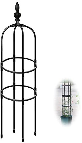 Garten-Obelisk-Rankgitter für Topfpflanzen, rostfreier Kunststoff beschichtet, 25 cm Durchmesser, 120 cm Höhe, Metall-Pflanzenstütze für Tomaten, Rose, Ranke, Blumen (25 cm Durchmesser x 120 cm Höhe)