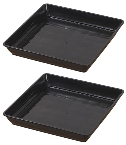 Lot de 2 soucoupes carrées en polypropylène durable pour intérieur et extérieur, protection pour pot de fleurs, 35 x 35 x 5 cm