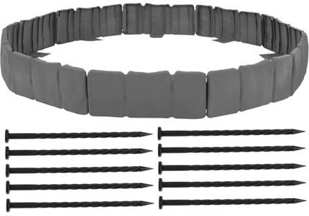 ifundom Recinzione da Giardino in Plastica Effetto Pietra 10 Pezzi con Chiodi per Decorazione Prato e Orto Bordatura Paesaggistica Versatile ed Estetica Naturale