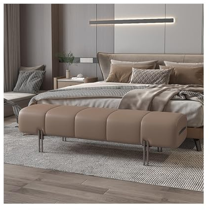 Xilin-872 Bettbank Bett-Endhocker, Schlafzimmer-Bett-Vorderhocker, Bettcouch, Leder, minimalistisch, Garderoben-Sofa-Hocker, Softpack-Schuh, Lange Bank Sitzbank(Coffee)