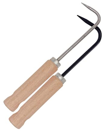 LOORGVEL 2 Pièces Désherbeur Manuel pour Pelouse avec Crochet Acier Inoxydable Outil De Jardin pour Enlever Les Racines Et Mauvaises Plantes