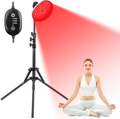 Röd lampa, infraröd lampa 660 nm, röd 120 LED lampa med timer, rött ljus för ansikte, kropp, muskel, bakåt (producerar inte värme)