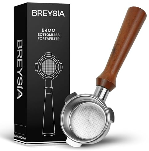 54mm Bottomless Portafilter Compatible with Breville Barista Express, Pro, Touch, Bambino Plus & Infuser – Naked Portafilter with 18g Precision Basket – Ergonomic Rosewood Handle | BRESYIA