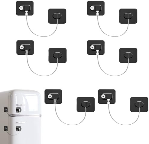 KINDLUME 6 Piezas Seguridad Ventanas Niños, Cerradura Nevera, Cierre Seguridad Cajones Bebe y Cerraduras para Armarios, para Protección Ventanas, Seguridad Cajones, Niños Seguridad