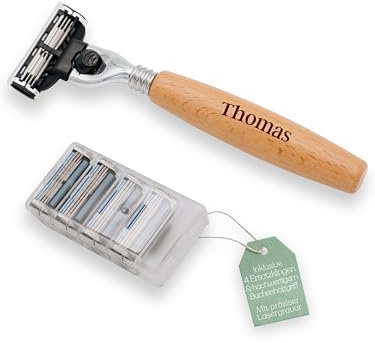 ABENTEUERNAH Rasierer personalisiert, Rasierhobel Holz mit individueller Gravur als Geschenk für Männer, Geschenkidee Mann, Geburtstagsgeschenk Freund, Junggesellenabschied Geschenke (Wunschname)