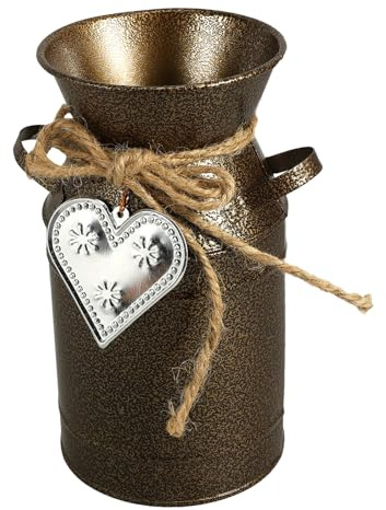 Homoyoyo Jarrón Vintage Metálico Estilo Rústico Color Cobre Antiguo Cubo para Flores y Arreglos Jarra de Leche para Decoración de Mesa Oficina y Eventos